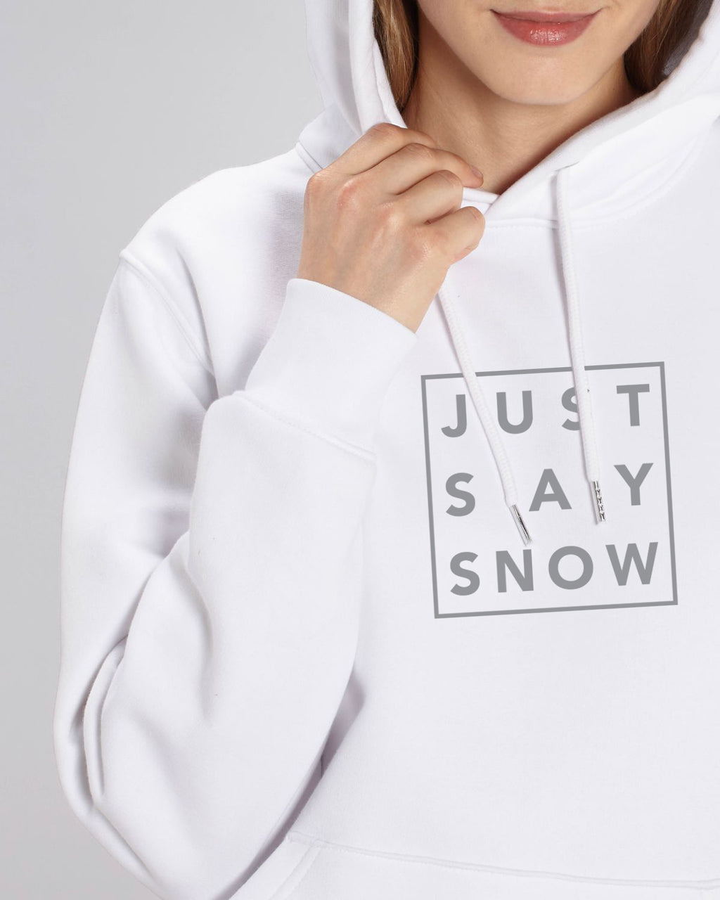 Hoodie Femme JUST SAY SNOW Blanc - DP
